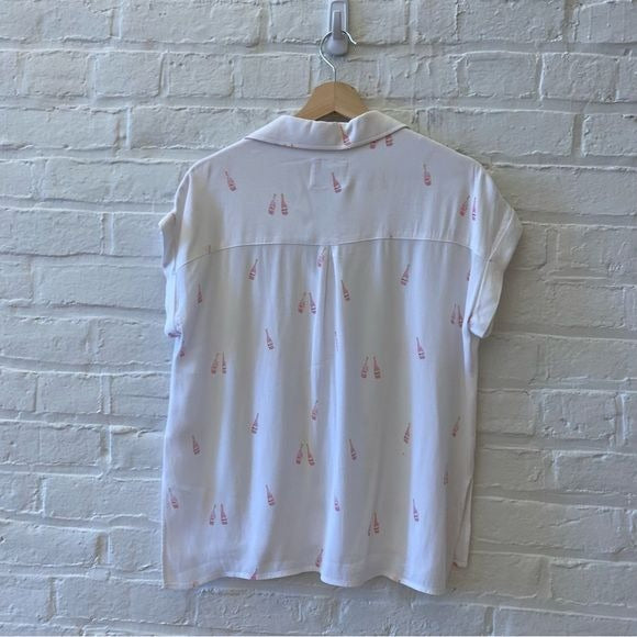 Rails || Whitney Rosè Champagne Print Blouse Button Down Small White