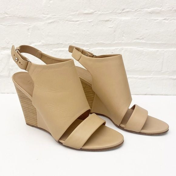 Vince. || Karen Leather Wedge Sandals Tan 7.5