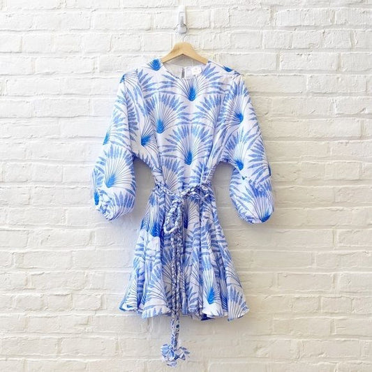 J. Marie || Linsdsay Rope Dress Mini Fit & Flare Long Sleeve Blue Small NWOT