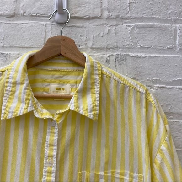 Anthropologie || Maeve The Bennet Buttondown Striped Button Down Shirt Yellow XL