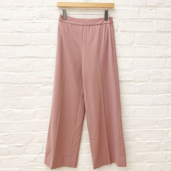 Rebecca Taylor || Spring Wide Leg Crop Trousers Pants Pink Mauve 00