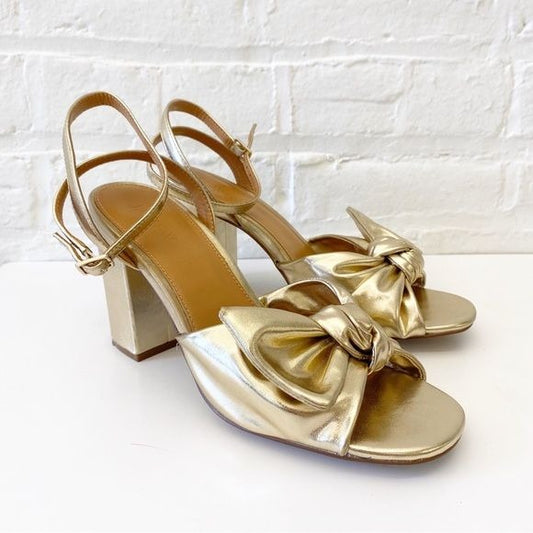 J. Crew || Knotted Heeled Sandals Gold 10