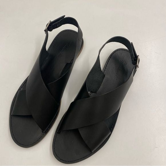 Madewell || Boardwalk Crossover Sandals Black Leather 11