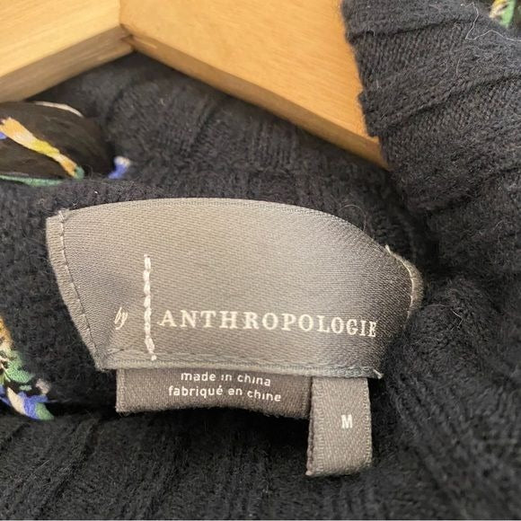 Anthropologie || Liora Tie-Back Sweater Bow Scarf Black Medium