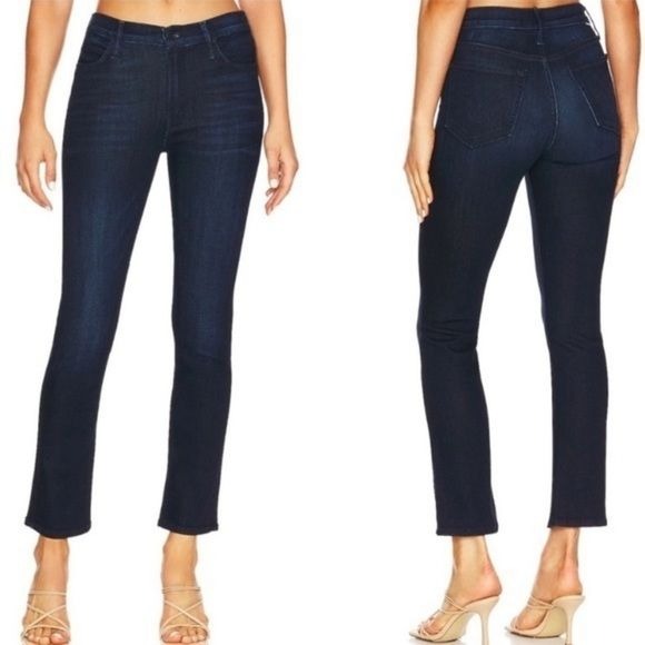 MOTHER || The Mid Rise Dazzler Ankle Jeans in Now Or Never Dark Wash Stretch 25