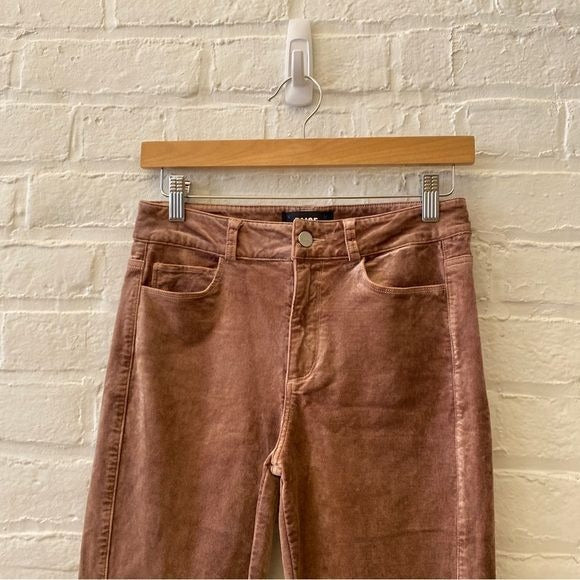 Paige || Cindy Straight Velvet Pants Jeans in Warm Suede Pink 25