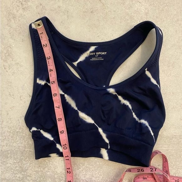 Tory Burch || Tie Dye Seamless Racerback Sports Bra Navy Small