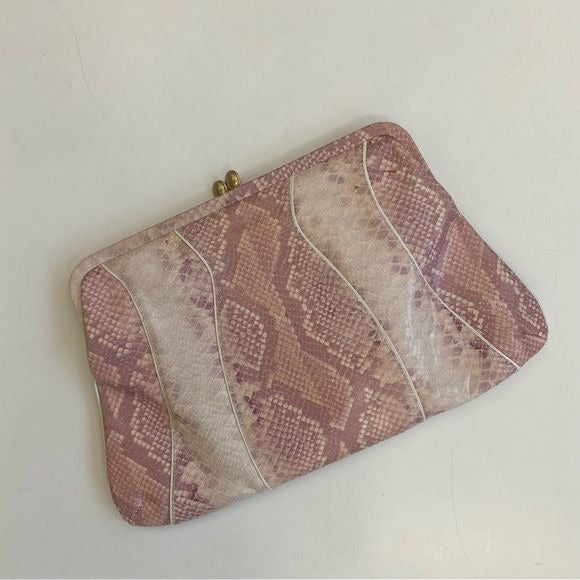 Via Spiga || Pink Snake Embossed Leather Clutch Handbag