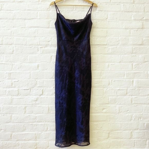 Anthropologie || Hutch Kinsey Cowl Neck Slip Midi Dress Navy 2