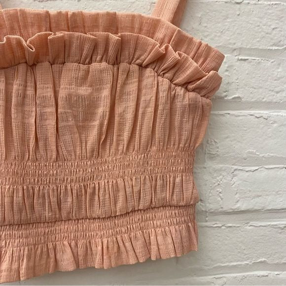 Tularosa x Revolve || Ellie Ruffle Smocked Crop Top Blush Pink M