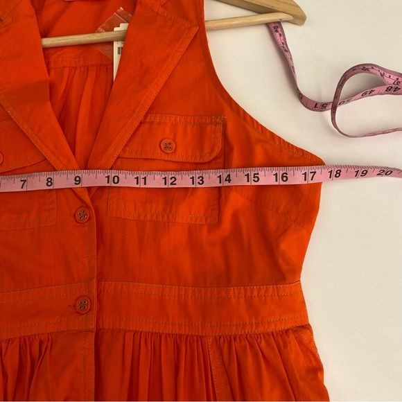 Anthropologie || Maeve Sleeveless Collared Shirtdress in Orange Red 2 NWT