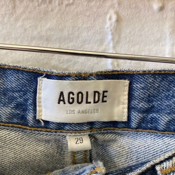 AGOLDE || 90's Mid Rise Loose in Isolate Wide Leg Distressed Jeans Blue 29