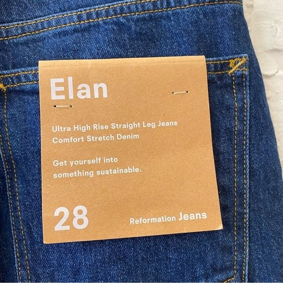 Reformation || Elan Ultra High Rise Straight Leg Jeans Baltic 28