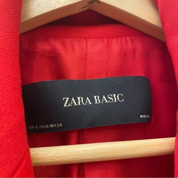 Zara || Longline Double Breasted Blazer / Mini Dress Red XS