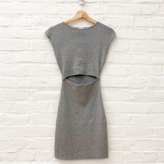 Aritzia || Wilfred Cutout Rib Knit Mini Dress Grey Small