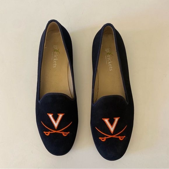 JP Crickets || University of Virginia UVA Suede Embroidered Smoking Loafers 8