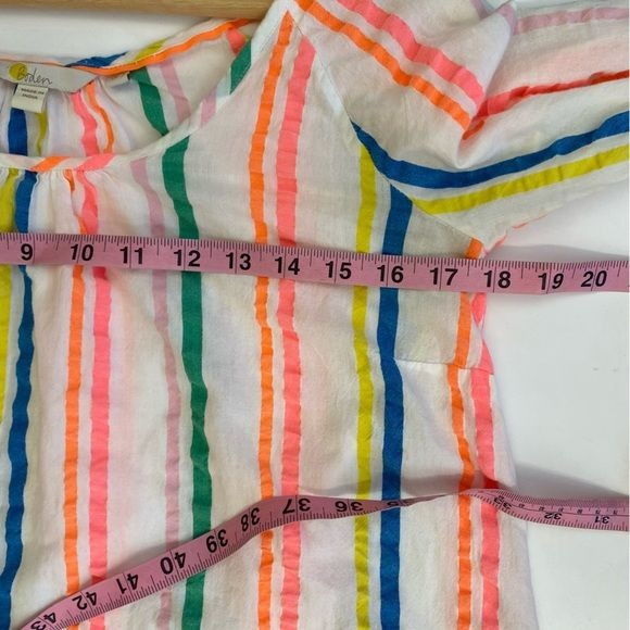 Boden || Tiered Neon Stripe A-line Sundress White Rainbow US 2