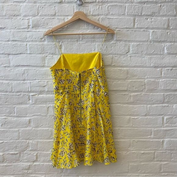 Alice + Olivia || Glinda Spaghetti Strap Mini Dress Fit + Flare Yellow Floral 8