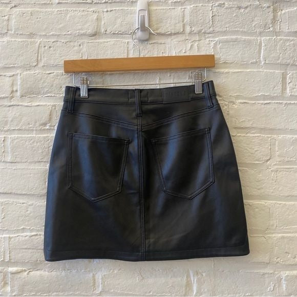 Pistola || Rumi Vegan Leather Mini Skirt Tulip Dolphin Hem Black 26