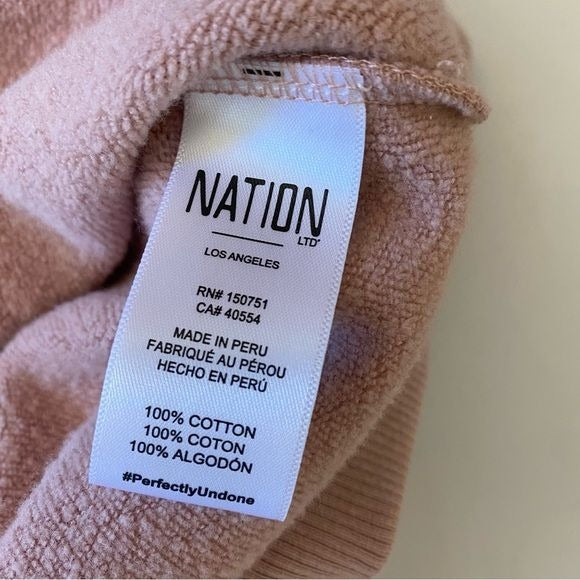 Nation Ltd || Jeannie Puff Shoulder Bold Sleeve Hooded Sweatshirt Hoodie Pink XS