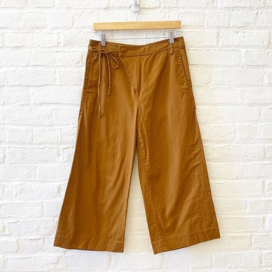 Vince. || Tie Waist Culottes Wide Leg Crops in Teakwood Brown Tan 6