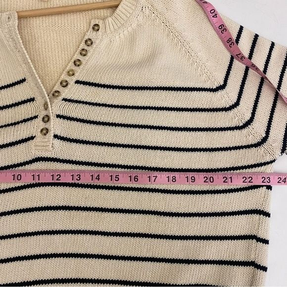 Sezane || Leontine Jumper Button Front Sweater Ecru Mavy Stripe Small