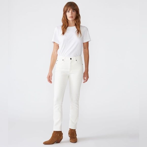 SLVRLAKE || Lou Lou Mid Rise Slim Jeans White 30