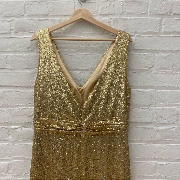 Revelry || Bijou Sequin Bridesmaid Formal Maxi Dress Gown in Gold 18