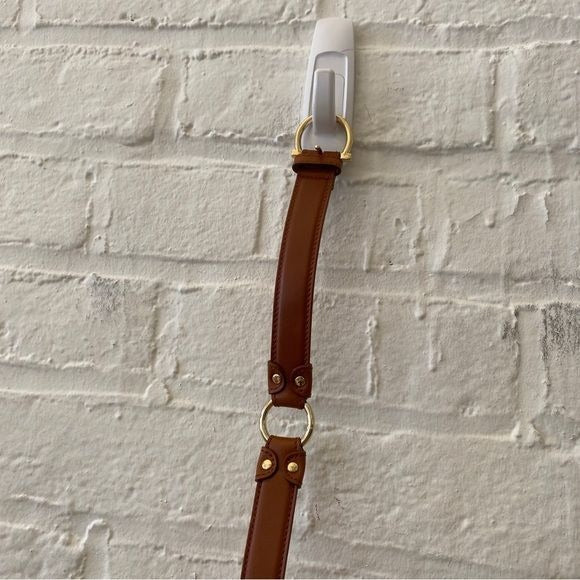 Salvatore Ferragamo || Tan Leather Belt Gold Bridle Horsebit Accents Equestrian