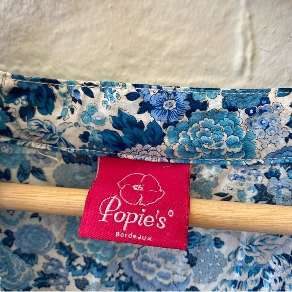 Popie's || Liberty Cotton Island Dress Tunic Floral Ladder Stitch Blue M/L