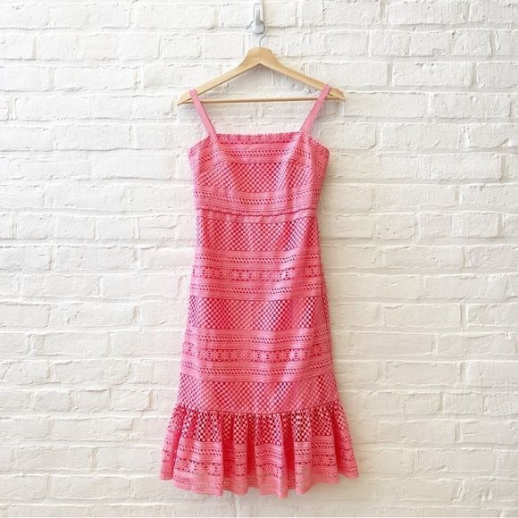 J. Crew || Geometric Lace Midi Dress Pink 0 NWT