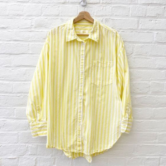 Anthropologie || Maeve The Bennet Buttondown Striped Button Down Shirt Yellow XL