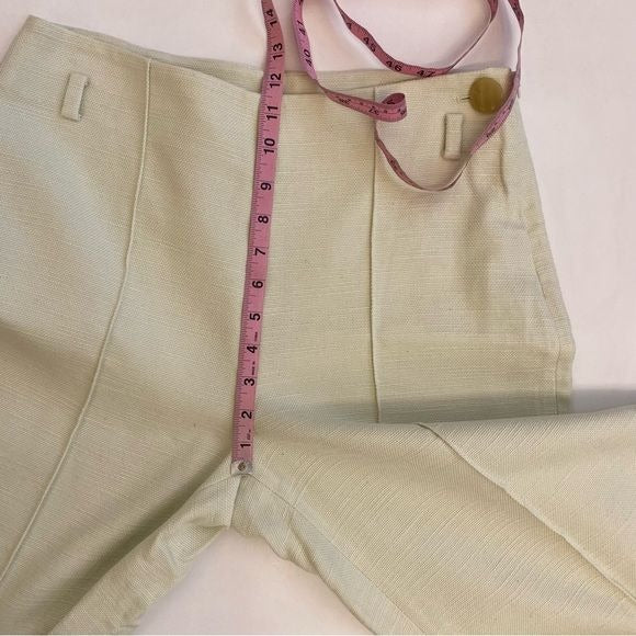 Vince. || Panama Woven Linen Blend Pants Cropped Wide Leg Light Green 8