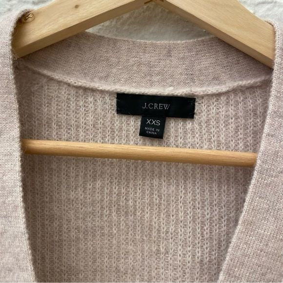 J.Crew || Ribbed V-neck Cardigan Sweater Alpaca Wool Light Stone Tan Beige XXS