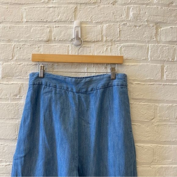 Madewell || Chambray Huston Pull On Crop Pants Wide Leg Blue Large