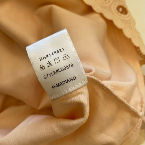 Listicle || Eyelet Tiered Mini Dress Peach Medium