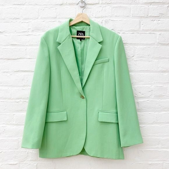 Zara || Oversized Menswear Style Blazer Apple Green Small