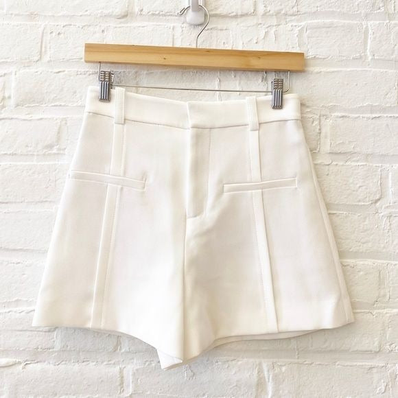 Zara || High Waisted Tailored Trouser Shorts White XS