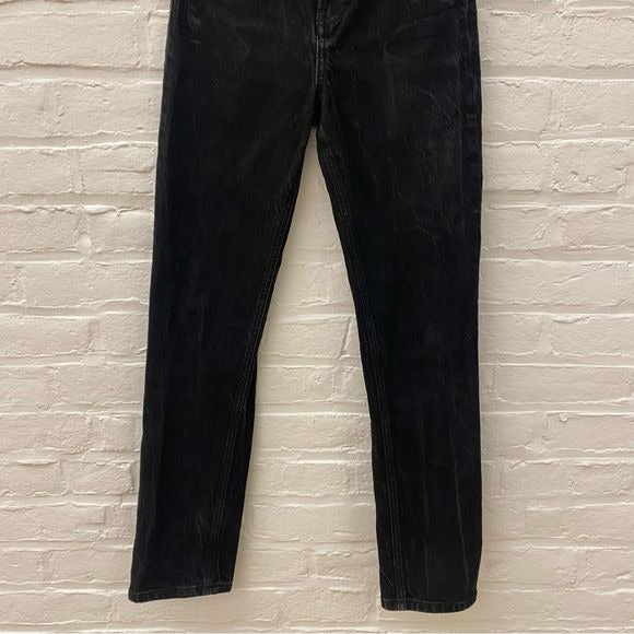 Reformation || Acid Wash High Rise Straight Jeans Black 25