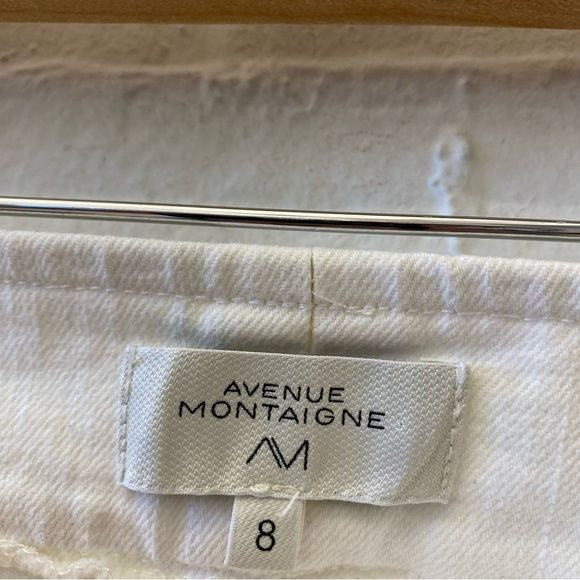 Avenue Montaigne || Bellini Denim Flare Pull On Pant Raw Hem White 8