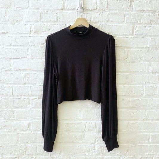 Aritzia || Wilfred Ribbed Mock Neck Long Sleeved Top Black Large