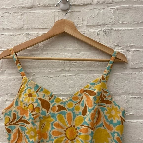 Judith March || Dejavu Floral Sweetheart Peplum Tank Yellow Small