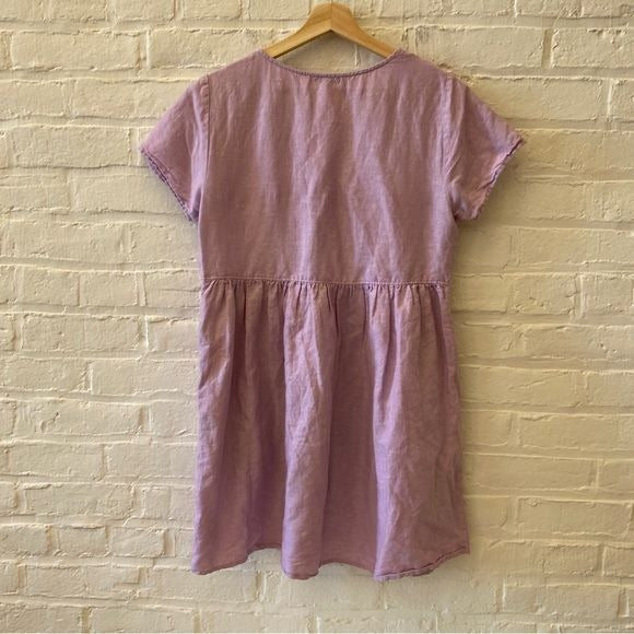 Madewell || Linen-Blend Alexandra Button-Front Mini Dress Lavender Purple Small