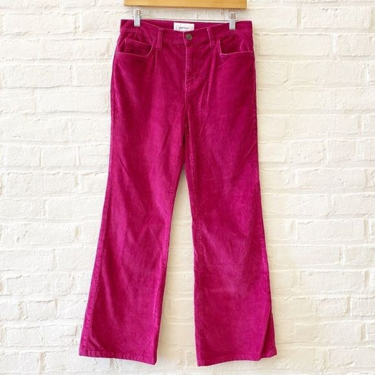 Current/Elliot || Corduroy Crop Flare Pants Magenta Fuchsia Pink 29