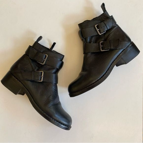 Gentle Souls || Best Of Moto Boots Leather Buckles Black 8.5