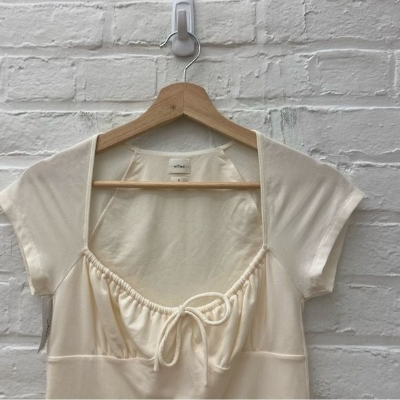 Aritzia || Wilfred Surprise Sweetheart Jersey Babydoll Peasant Tee Birch S NWT