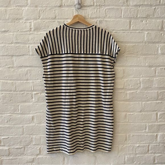 Apiece Apart || Elodie Mini Dress Pocket Boxy Navy Cream Stripe Small NWT