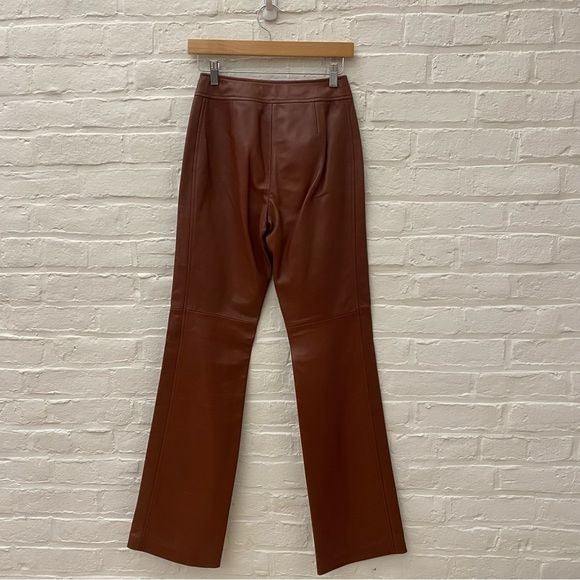 Escada || Cognac Lambskin Leather Pants Brown 34 US 2