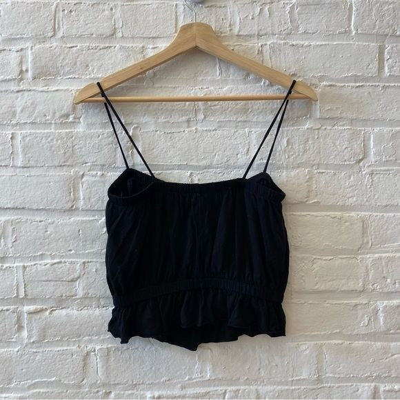 Reformation || Lilliana Top Peplum Ruffle Tank Black Small