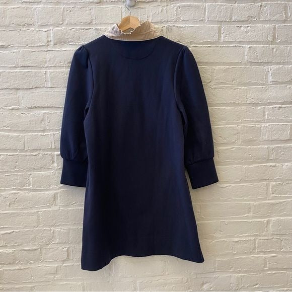 Tuckernuck || Pomander Place Charlotte Terry Ruffle Collar Dress Navy Cream S